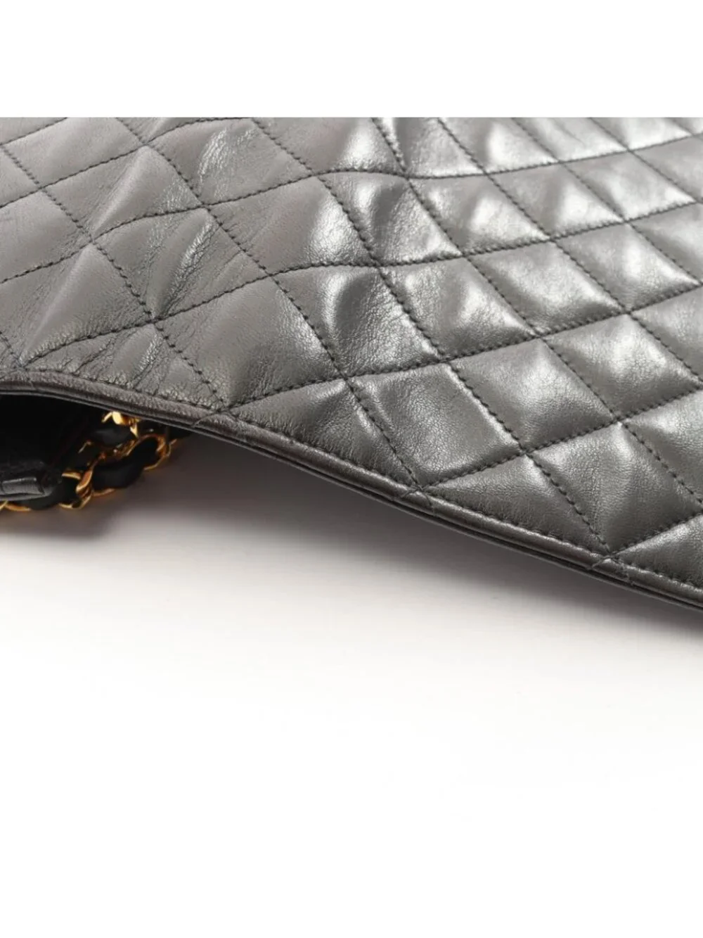 Chanel Shoulder Bag Quilted Fullflap Push Lock Black Lambskin Chain